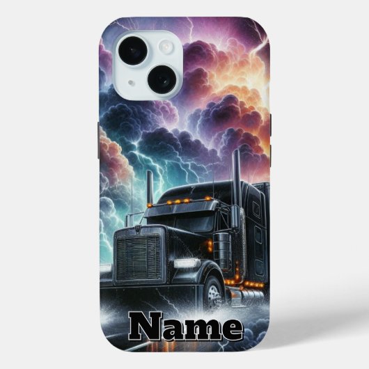 Semi Truck In Een Levendig Lightning Storm Case-Mate iPhone Case (Achterkant)