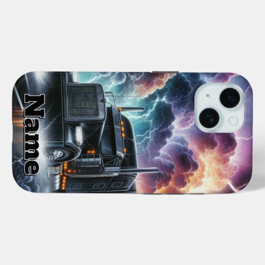 Semi Truck In Een Levendig Lightning Storm Case-Mate iPhone Case (Achterkant (horizontaal))
