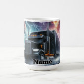 Semi Truck In Een Levendig Lightning Storm Koffiemok (Center)