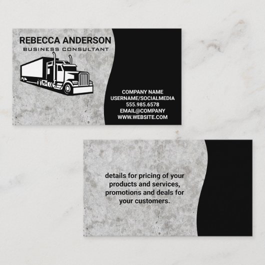 Semi Truck | Industrieel | Beton Visitekaartje (Voorkant / Achterkant)