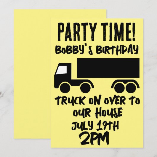 SEMI-TRUCK JONGENS KINDEREN VERJAARDAG FEEST UITNO KAART (Voorkant / Achterkant)