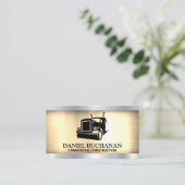 Semi Truck Logo | Gold Silver Metallic Visitekaartje (Staand voorkant)