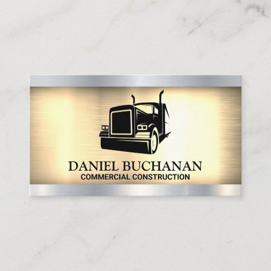 Semi Truck Logo | Gold Silver Metallic Visitekaartje (Voorkant)