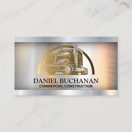 Semi Truck Logo | Goud metallisch Visitekaartje (Voorkant)