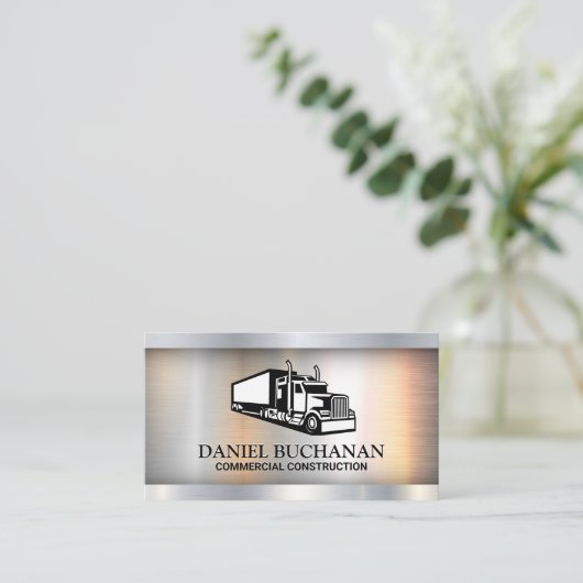 Semi Truck Logo | Industriële achtergrond van meta Visitekaartje (Staand voorkant)