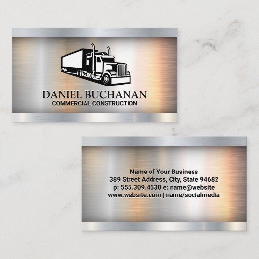 Semi Truck Logo | Industriële achtergrond van meta Visitekaartje (Voorkant / Achterkant)