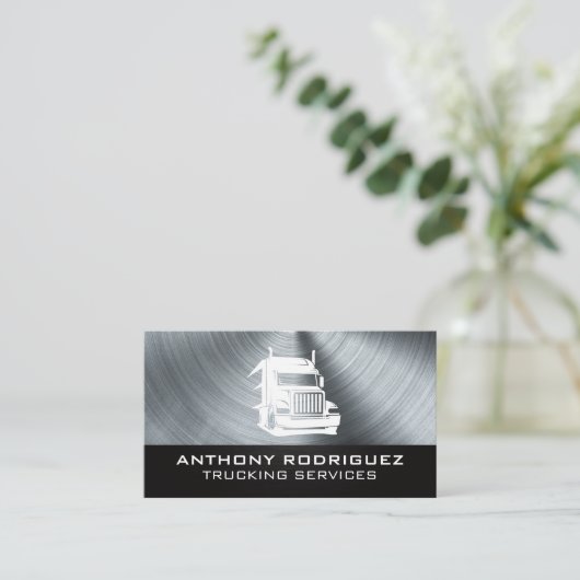 Semi Truck Logo | Metaalborstel Visitekaartje (Staand voorkant)
