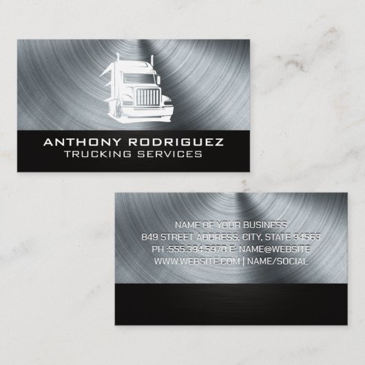 Semi Truck Logo | Metaalborstel Visitekaartje (Voorkant / Achterkant)
