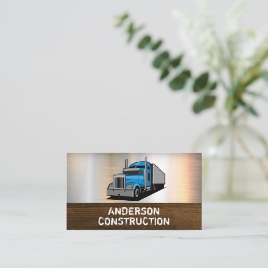 Semi Truck Logo | Metaalhout Visitekaartje (Staand voorkant)