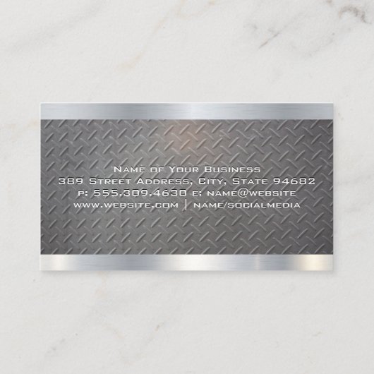 Semi Truck Logo | Stalen Metaal Patroon Visitekaartje (Achterkant)