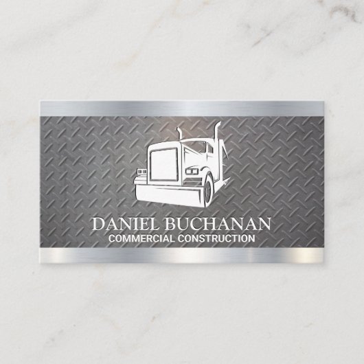 Semi Truck Logo | Stalen Metaal Patroon Visitekaartje (Voorkant)