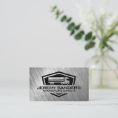 Semi Truck Logo | Versleten metalen achtergrond Visitekaartje (Staand voorkant)