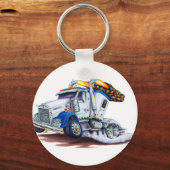 Semi Truck met slaapcabine Sleutelhanger (Voorkant)