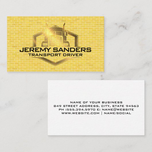 Semi Truck Metaal | Bakstenen Muur Visitekaartje (Voorkant / Achterkant)
