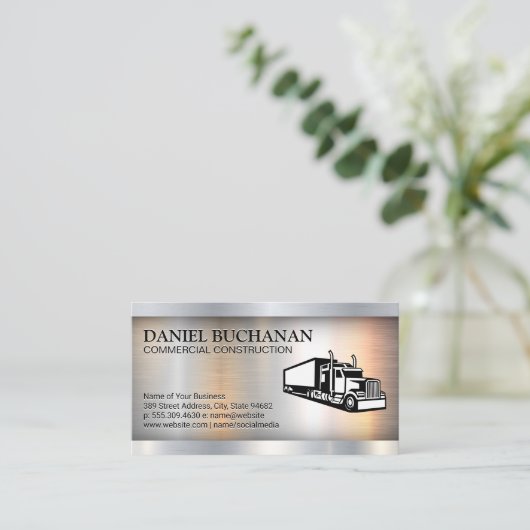 Semi Truck | Metaal | Logistiek Visitekaartje (Staand voorkant)