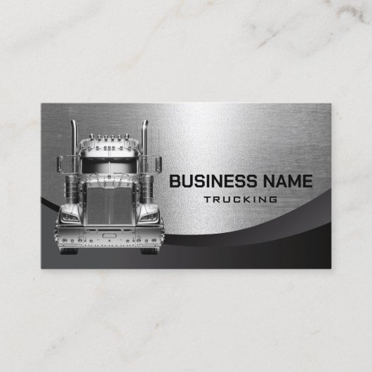 Semi Truck Moderne Metallic Professionele Trucking Visitekaartje (Voorkant)