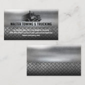 Semi Truck Moving Logo | industrieel metaalstaal Visitekaartje (Voorkant / Achterkant)