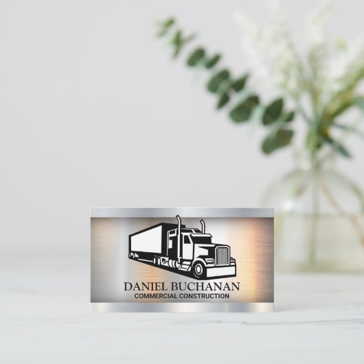 Semi Truck-pictogram | Metaalborstel Visitekaartje (Staand voorkant)