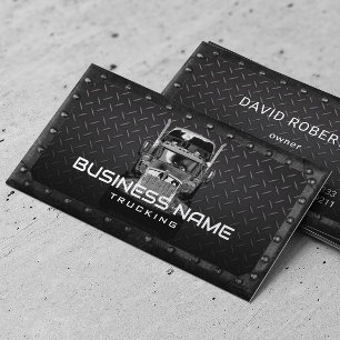 Semi Truck Professional Trucking Black Metal Visitekaartje