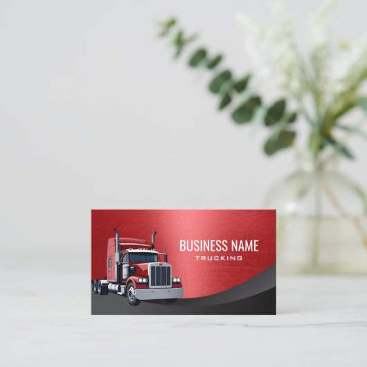 Semi Truck Professional Trucking Red Metal Visitekaartje (Staand voorkant)