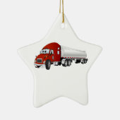 Semi Truck Red Silver Tanker Trailer Cartoon Keramisch Ornament (Rechts)