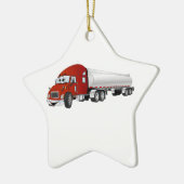 Semi Truck Red Silver Tanker Trailer Cartoon Keramisch Ornament (Links)