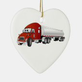 Semi Truck Red Silver Tanker Trailer Cartoon Keramisch Ornament (Rechts)