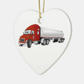 Semi Truck Red Silver Tanker Trailer Cartoon Keramisch Ornament (Links)