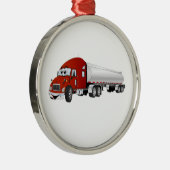 Semi Truck Red Silver Tanker Trailer Cartoon Metalen Ornament (Rechts)