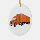 Semi Truck Sinaasappel Trailer Cartoon Keramisch Ornament (Rechts)