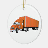 Semi Truck Sinaasappel Trailer Cartoon Keramisch Ornament (Links)