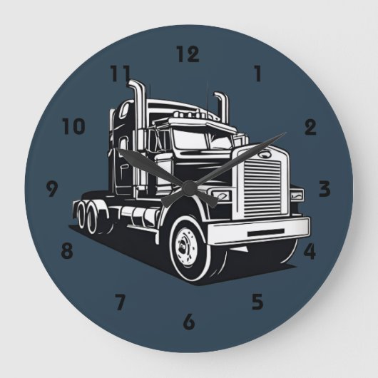 Semi Truck Transport Highway Cool Driver Grote Klok (Voorkant)