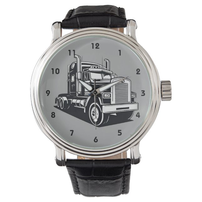 Semi Truck Transport Highway Cool Driver Horloge (Voorkant)