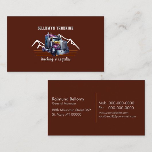 Semi Truck Trucking en Logistiek Visitekaartje (Voorkant / Achterkant)