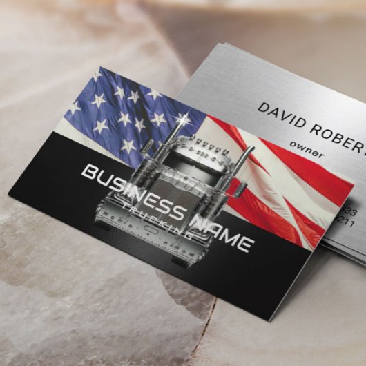 Semi Truck Veteraan Trucking Amerikaanse vlag Visitekaartje