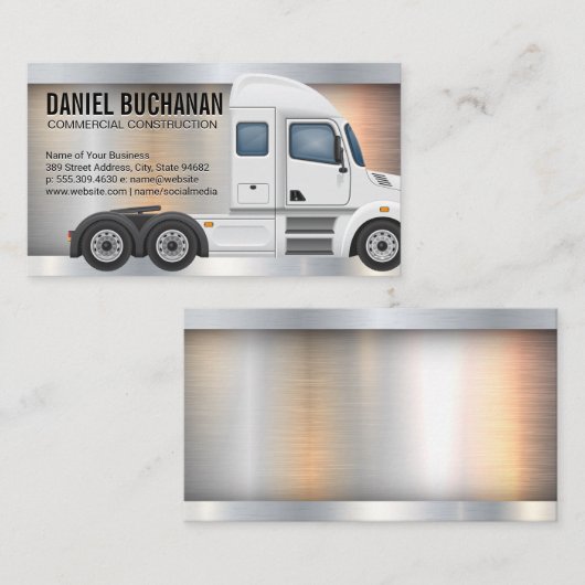 Semi Truck | Zijdelingse Uitzicht | Logistieke dis Visitekaartje (Voorkant / Achterkant)