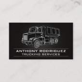Semi Truck Zwart Witte Lijnen Illustratie Visitekaartje (Voorkant)