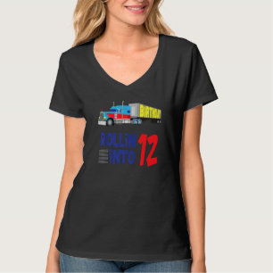 Semi Vrachtwagen 12e Verjaardag Grote Rig Trucker T-shirt