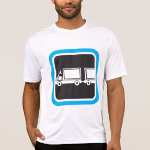 Semi-vrachtwagen en aanhangwagen blauw pictogram t-shirt