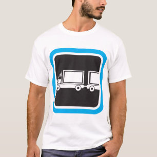 Semi-vrachtwagen en aanhangwagen blauw pictogram t-shirt