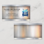 semi-vrachtwagen | Metallic industriële achtergron Visitekaartje (Voorkant / Achterkant)