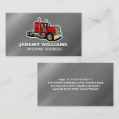 semi-vrachtwagen | metallische achtergrond visitekaartje (Voorkant / Achterkant)
