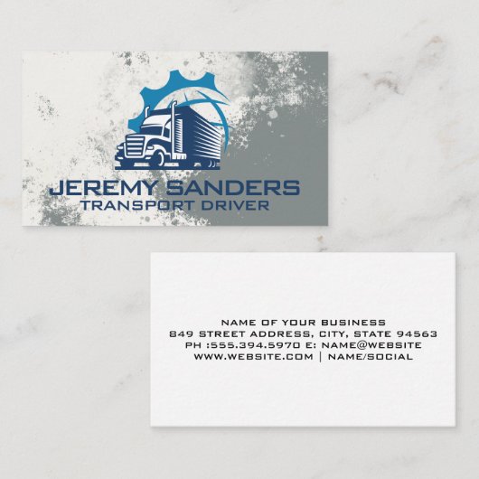 Semi-vrachtwagen | Mondiaal Transport | Verzending Visitekaartje (Voorkant / Achterkant)