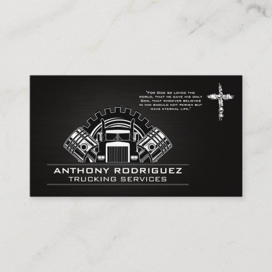 Semi Vrachtwagen Tandwielen en Zuigers | Kruis Visitekaartje (Voorkant)