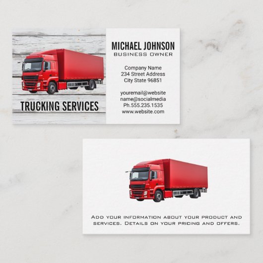 semi-vrachtwagen | transport van benodigdheden visitekaartje (Voorkant / Achterkant)
