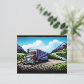 Semi vrachtwagenchauffeur schilderachtig briefkaar briefkaart (Staand voorkant)