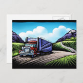 Semi vrachtwagenchauffeur schilderachtig briefkaar briefkaart (Voorkant / Achterkant)