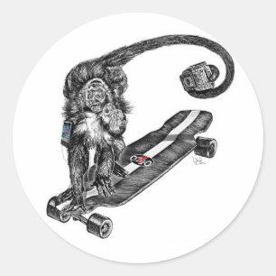 Semian Skateboard Selfie Ronde Sticker