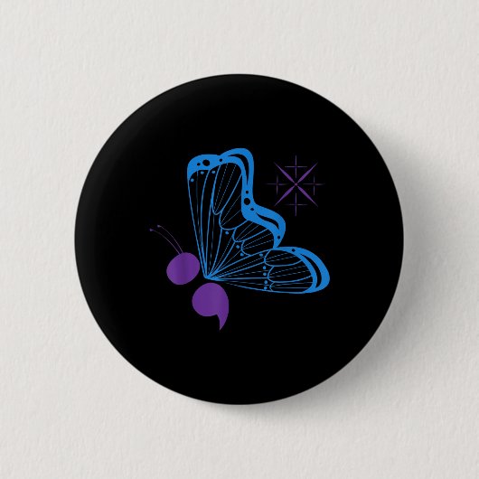 Semicolon 988 Butterfly Suicide Prevention Awarene Ronde Button 5,7 Cm (Voorkant)
