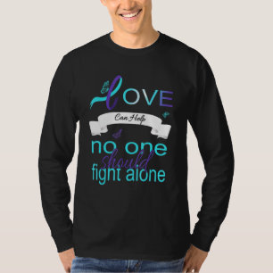 Semicolon Blauwgroen Paars Ribbon Suicide Preventi T-shirt